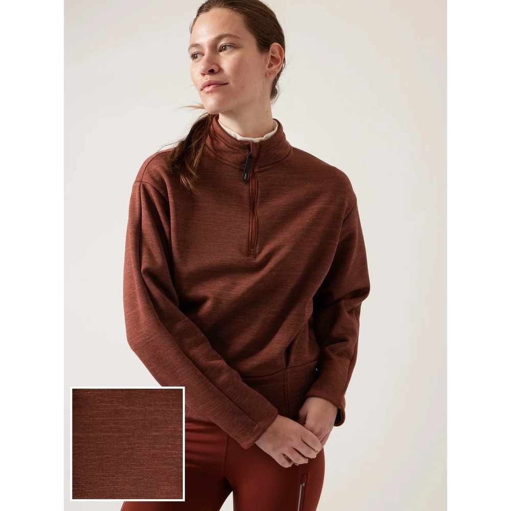 Athleta Altitude Polartec Long Sleeve Fleece Half Zip Sweatshirt Rust Womens S